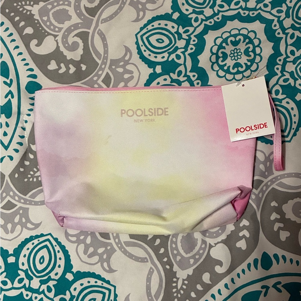 NWT Poolside New York Wet Dry Pouch Pink and Yellow Travel Bag Makeup Bag